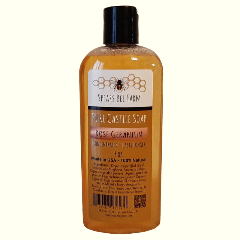 Rose Geranium - All Natural - Liquid Castile Soap